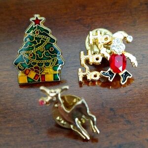 Three Holiday Tie Tacks/Pins
